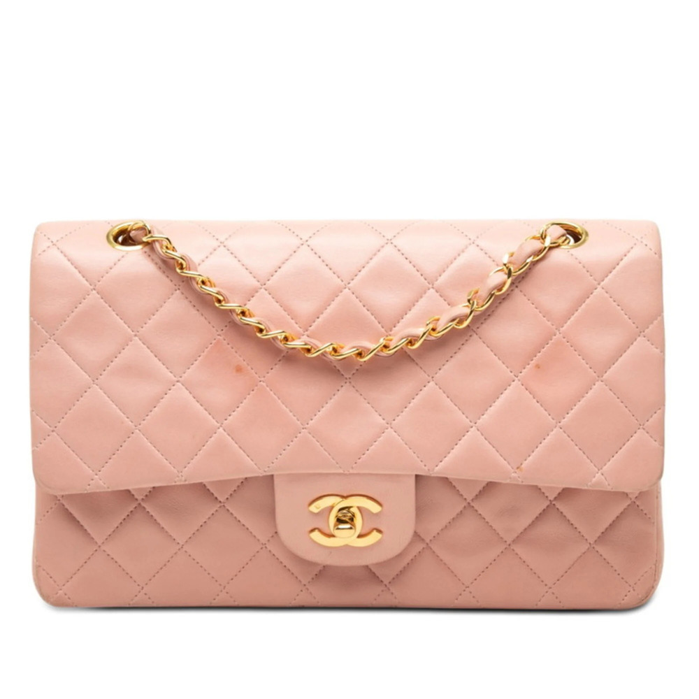 Chanel Coco Mark Matelassé Chain Shoulder Bag, Pink Lambskin, Women's CHANEL